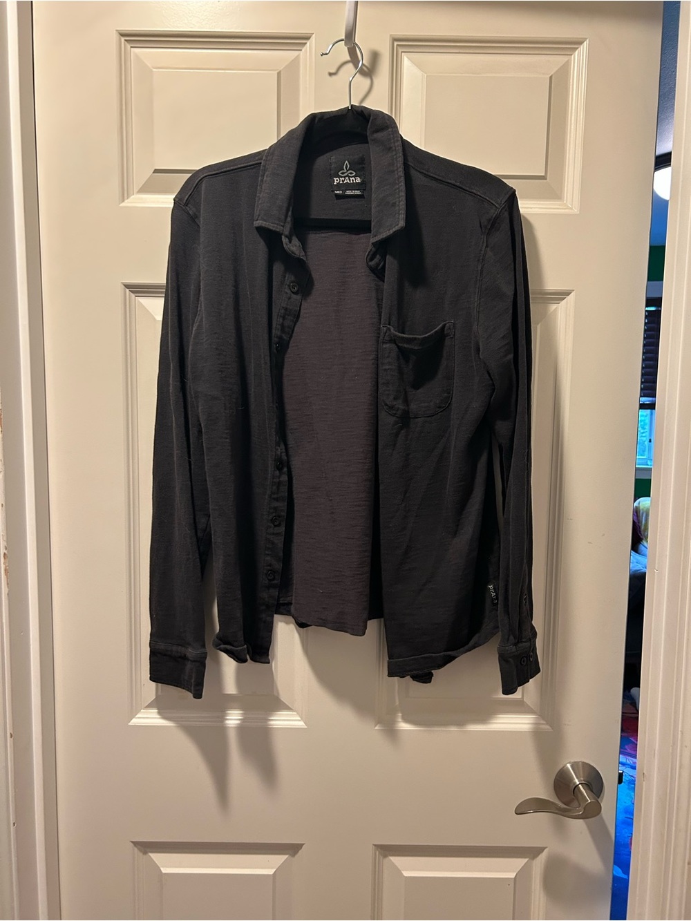 Prana Men's Dark Charcoal Button-Up Lightweight Sweater
